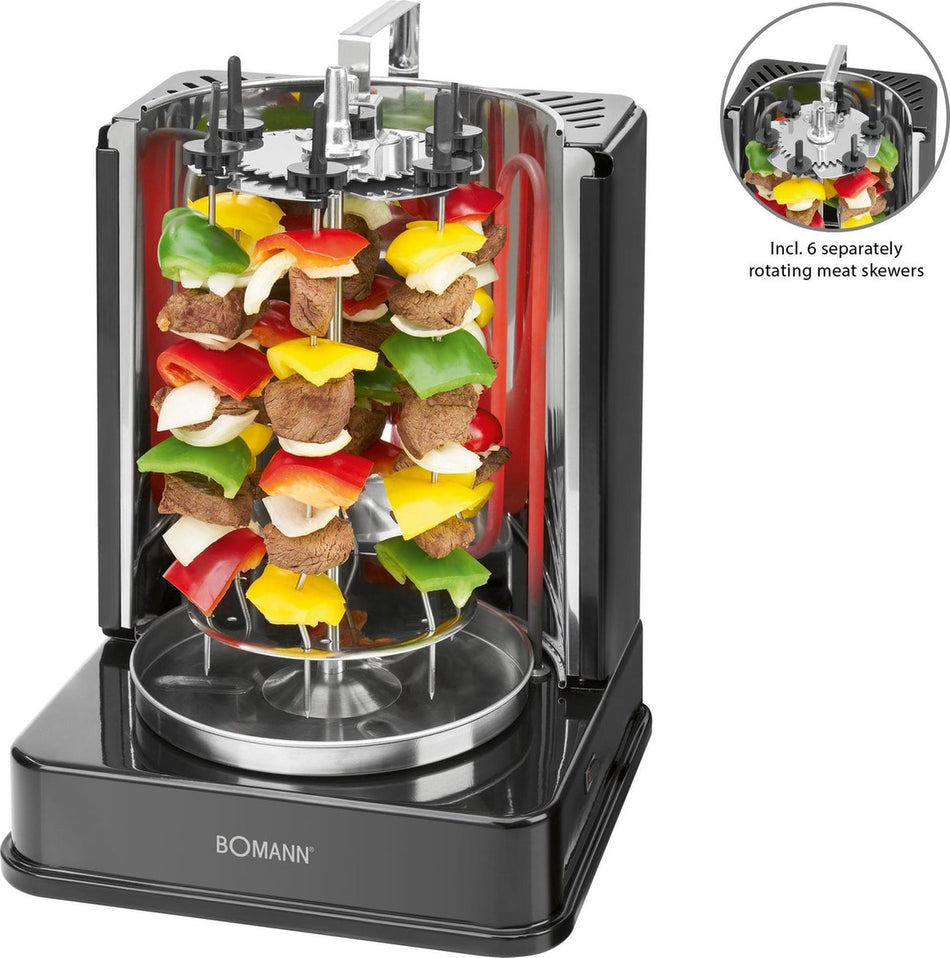 Bomann DVG 3006 CB – Vertical Kebab/Doner Multigrill – 1400 W – Zwart/RVS