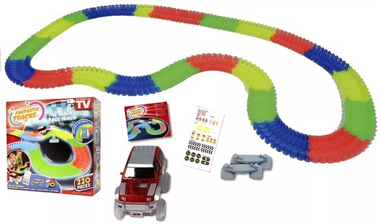Fantastic Tracks Kinder LED Rennbahn Set XXL – 382 onderdelen
