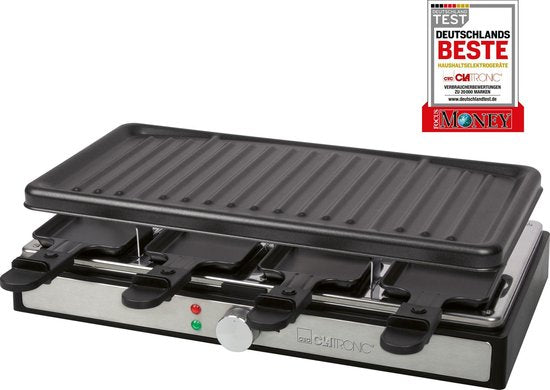 Clatronic RG 3757 Raclette‑Grill – 1400 W – Zwart – 8‑persoon