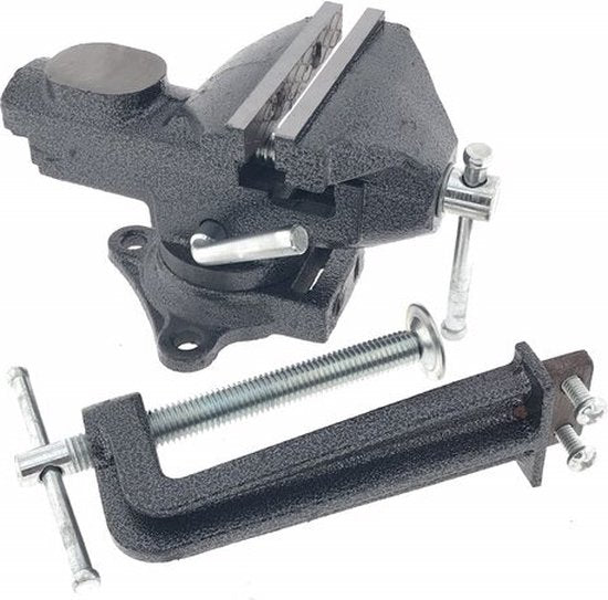 Hofftech Bankschroef 2-in-1 | 80 mm | 360° Draaibaar | Met Aambeeld