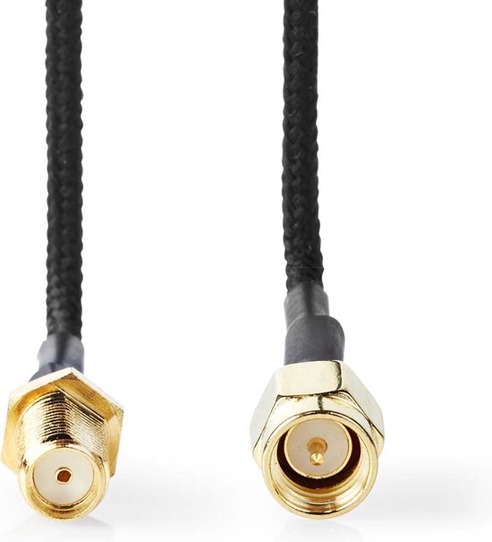 Nedis Antennekabel - SMA Female - SMA Male - Verguld - 50 Ohm - Enkelvoudig Afgeschermd - 0.50 m - Rond - Gevlochten - Zwart