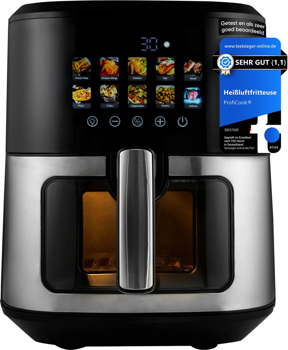 ProfiCook PC‑FR 1286 H - XXL Airfryer - 6,5 L - 1700 W - Zwart/RV