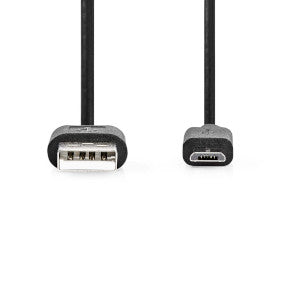 Nedis USB 2.0-kabel | USB-A Male naar USB Micro-B Male | 0,5 m | Vernikkeld | 480 Mbps | Zwart