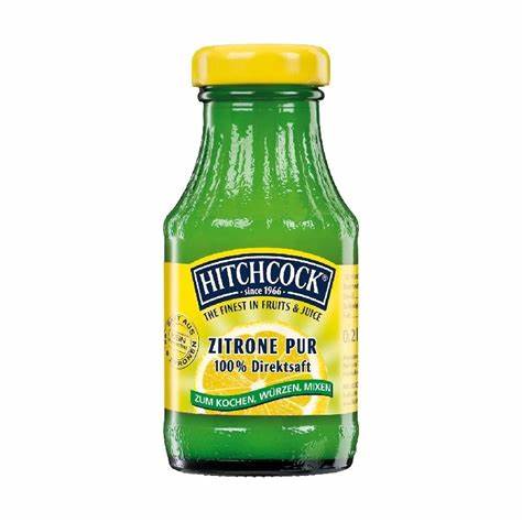 Hitchcock Zitrone Pur – 200 ml (100 % direct citroensap)