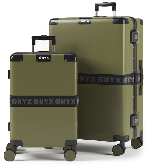 ONYX 2‑delige kofferset - Dubbel TSA Slot - Handbagage 33 L & Check‑in 100 L - Olive groen