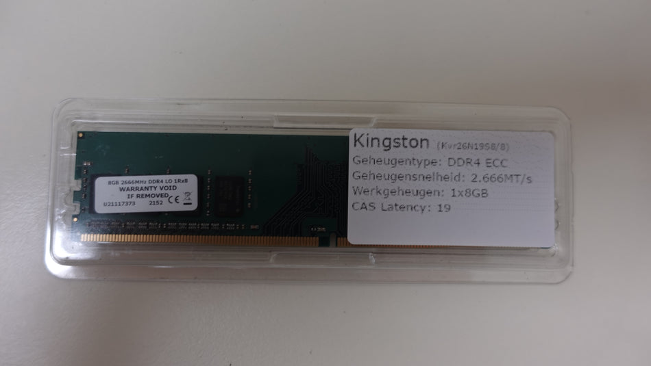 Kingston (KVR26N19S8/8) DDR4 ECC 2666MHz 8GB DIMM (1x8gb)