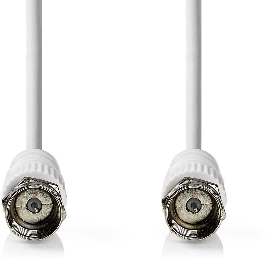 Nedis Satelliet- en Antennekabel | F-Male - F-Male | Vernikkeld | 75 Ohm | Dubbel Afgeschermd | 2,00 m | Rond | PVC | Wit