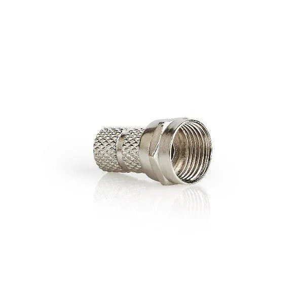 Nedis F-Connector | Recht | Male | Vernikkeld | 75 Ohm | Twist-On | Kabelinvoermaten: 5,5 mm | Metaal | Zilver | 25 stuks